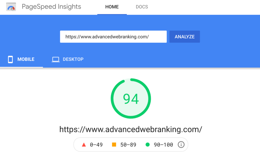 Google Page speed insights