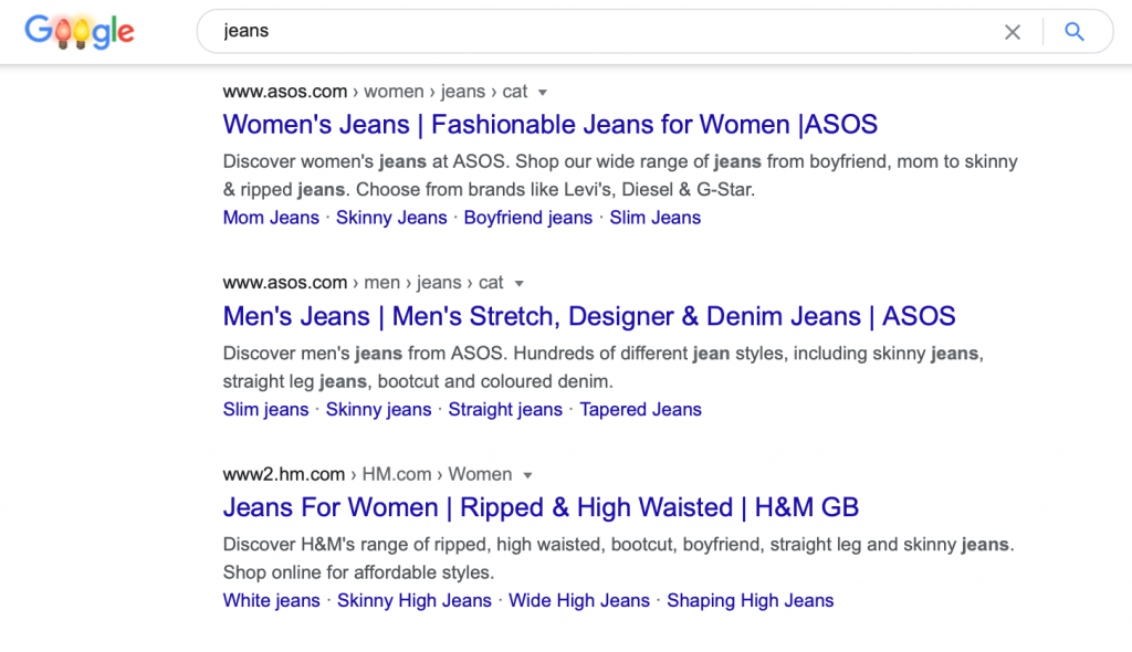 long-tail-keywords-jeans-serp-organic