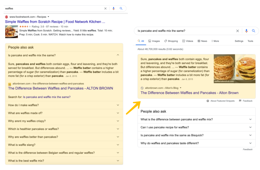 The People Also Ask answer becomes a Featured Snippet when you search for a particular question. 