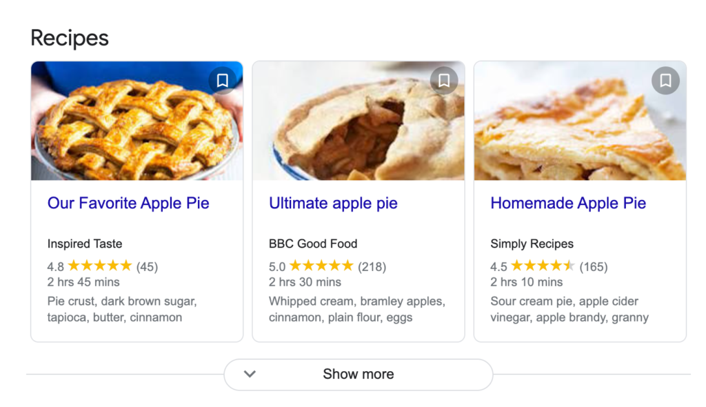 Pie recipe search 