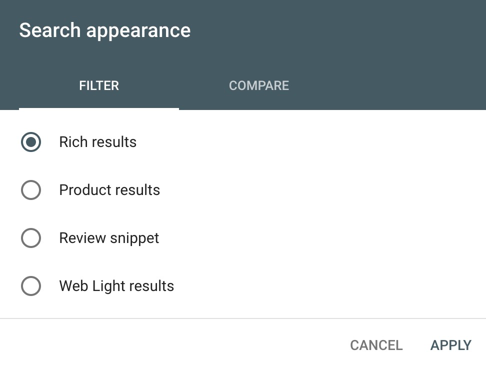 rich-snippets-google-search-console-search-appearance-filter