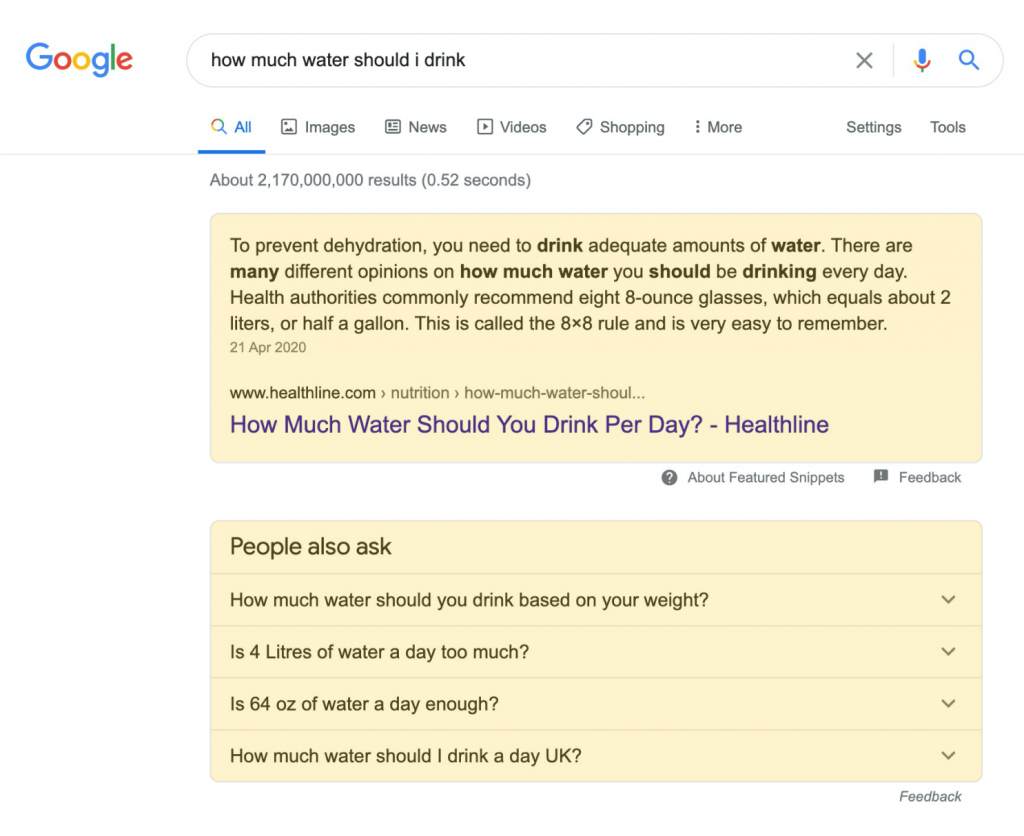google search, how much water should I drink.