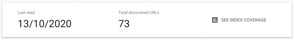 Screenshot from GSC showing the number of URLs indexed by Google.
